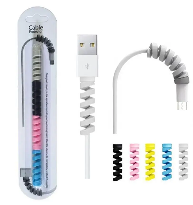 

500pcs Flexible Spiral Tube Cable Winder Protector Wire Cord Organizer Protector for Phone Charging Cable with retail box