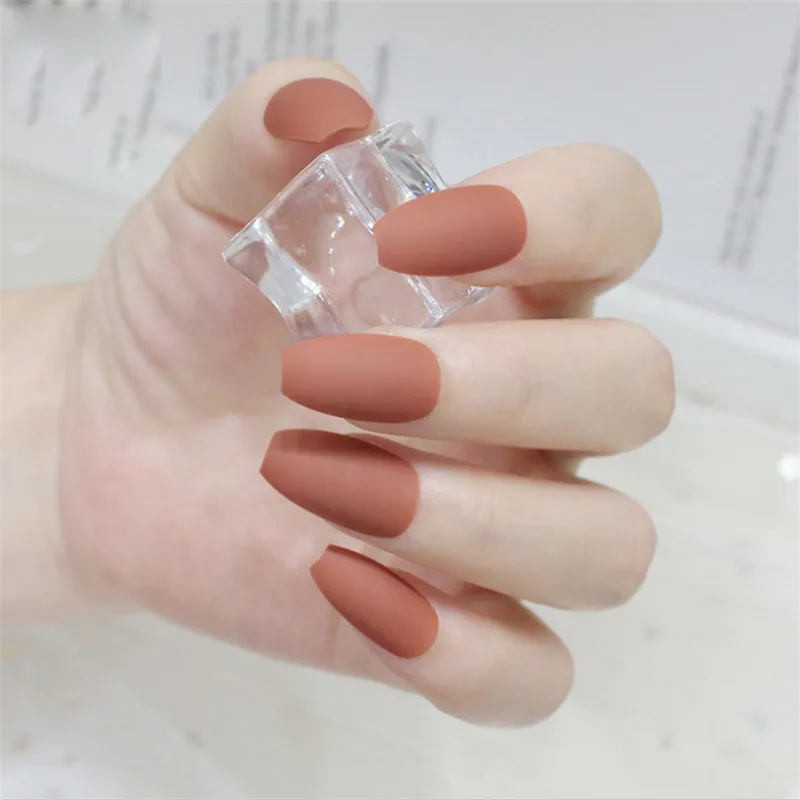 matte-m13-677 Серые короткие балерины накладные ногти матовые Takma Tirnak искусственные ногти с клейкими вкладками гроб Im пресс на поддельные ногти для девочек - Цвет: matte-m13-677