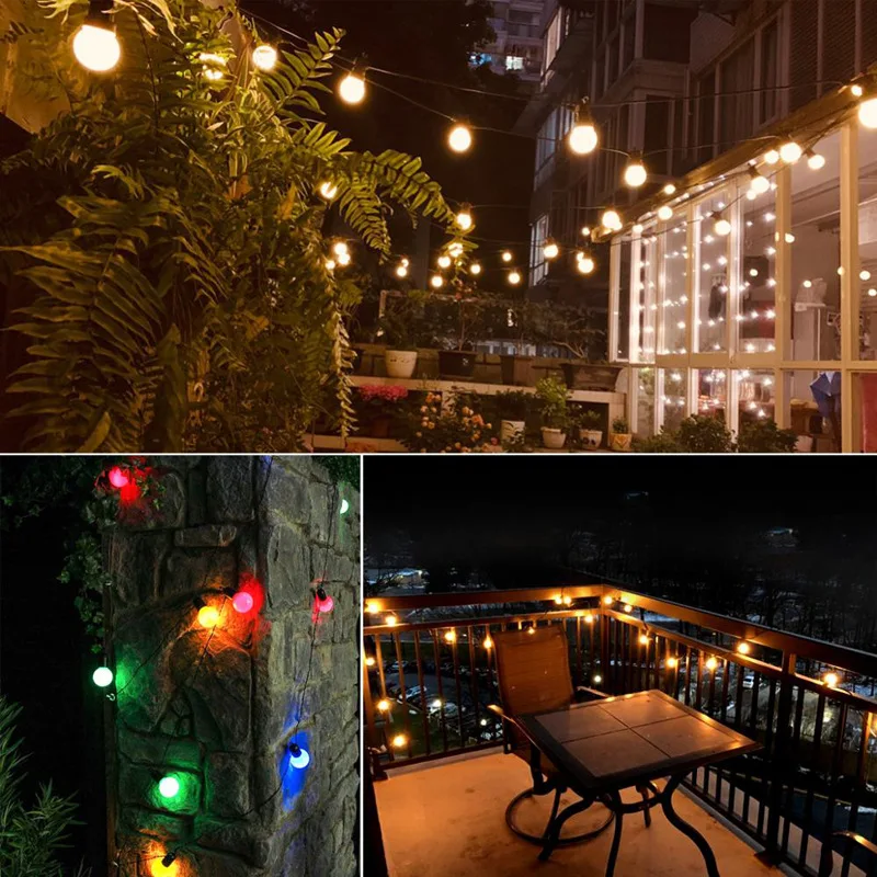 Emissor de Luz Solar à Prova Água ao ar Diodo Lâmpada Redonda Corda Luz Dwaterproof Livre Iluminação Pátio Natal Casamento Cafe Decorações G50 5 Diodo emissor de luz g50 lâmpada redonda