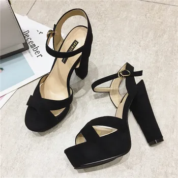 

One word with super high heel 12cm sandals fashion thick heel waterproof platform