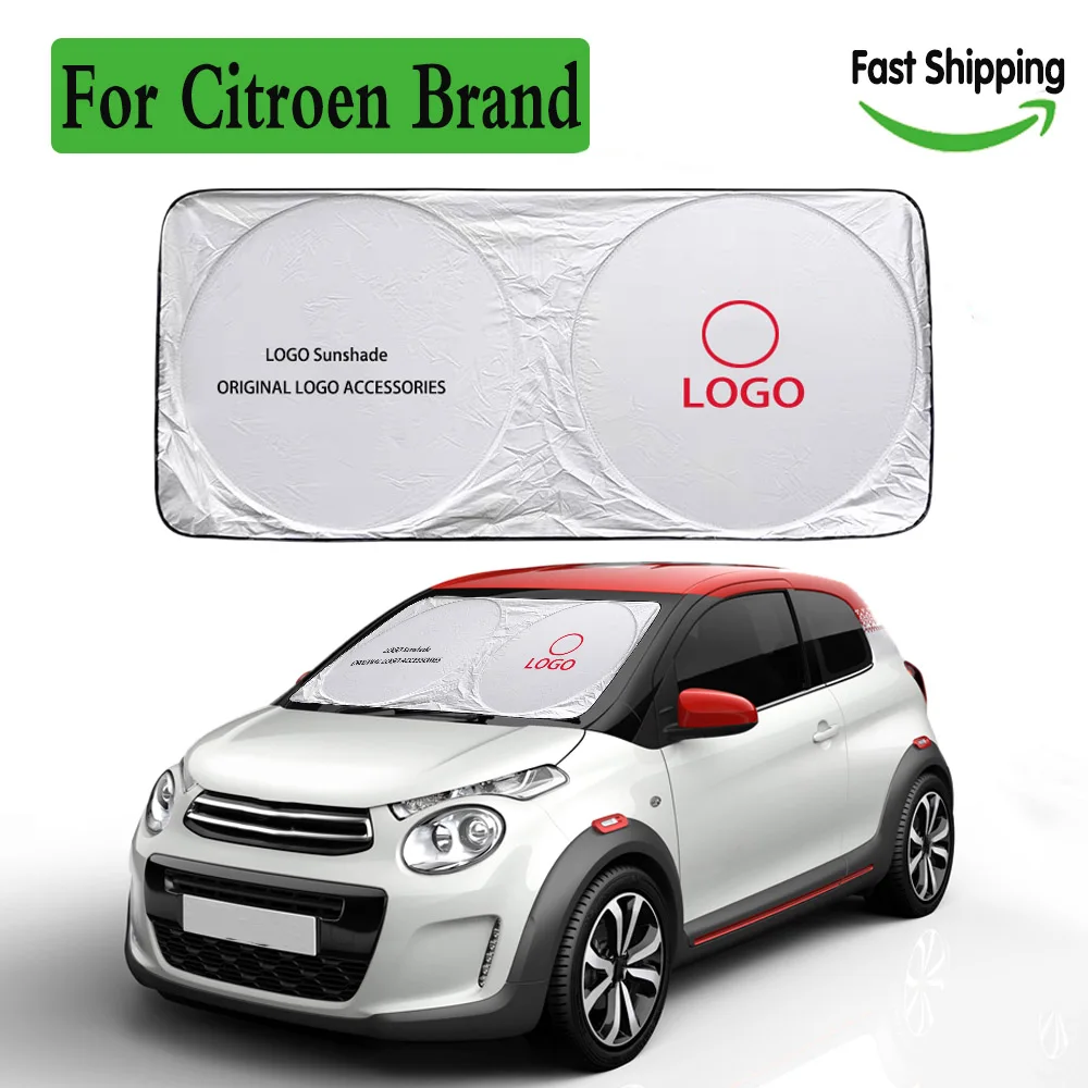 

For car sunshade cooling parasol coche sunlight shading emblem for Citroen logo windshield sun blind cover visor window shade