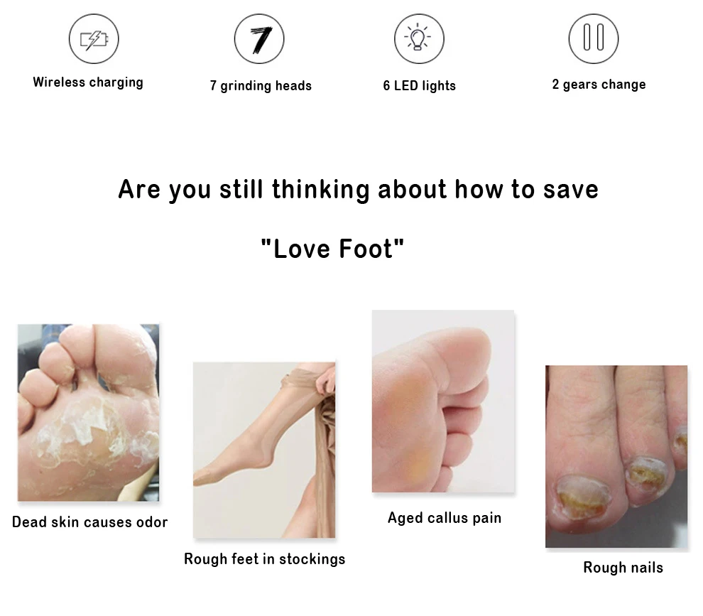 Electric foot grinder automatic peeling dead skin alluses pedicure foot heel wireless foot grinder Electric foot grinder automatic peeling dead skin alluses pedicure foot heel wireless foot grinder