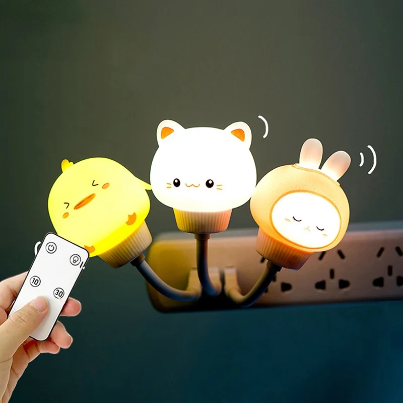 

Светодиодный ночник с USB, милый мультяшный детский Ночной светильник, лампы с дистанционным управлением для ребенка, украшение для спальни, прикроватный светильник, Рождество