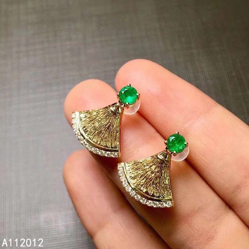 

KJJEAXCMY fine jewelry 925 silver natural Emerald new girl trendy earrings hot selling ear stud support test Party Birthday Gift