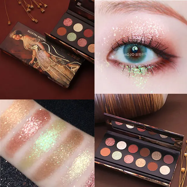 HOJO 12 Colors Art Silky Painting Eye Shadow Palette Glitter Shimmer