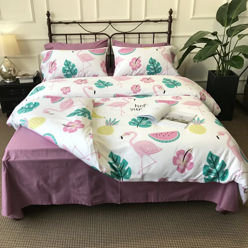 

ANNAs Good Stuff Super Quality Bedding Set Bird Printing 40 Branch 100% Cotton DuvetCover Queen King BedCover 180x200cm Bedsheet