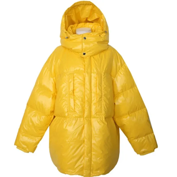 short yellow color RUGOD, корейское, шикарное, утолщенное, хлопковое пальто, модное, одноцветное, mutil Цвет, свободная парка, пальто с капюшоном, повседневное, зимнее, теплое, с карманами, пальто - Цвет: short yellow color