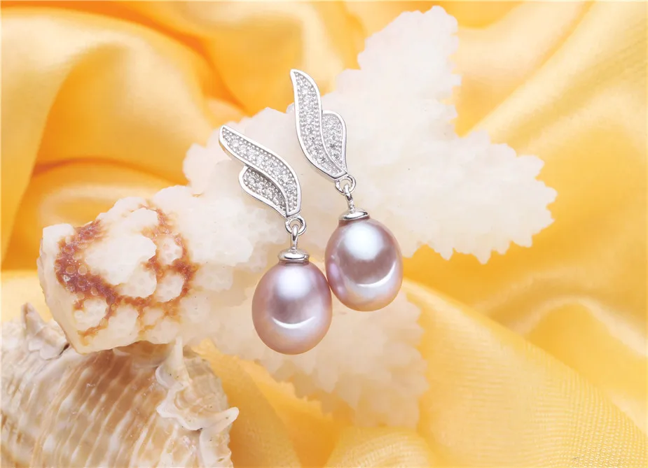 Dainashi Fashion 925 Sterling Silver Zircon Drop Earrings Elegant Genuine Natural Freshwater Pearl Earrings for Women