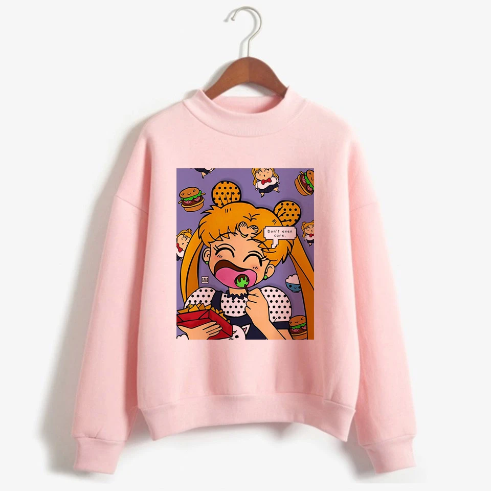 Сейлор Мун Харадзюку Толстовка корейский стиль Ulzzang Kawaii 90s мультфильм Кот одежда пуловеры новые негабаритные с капюшоном уличная - Цвет: 1009