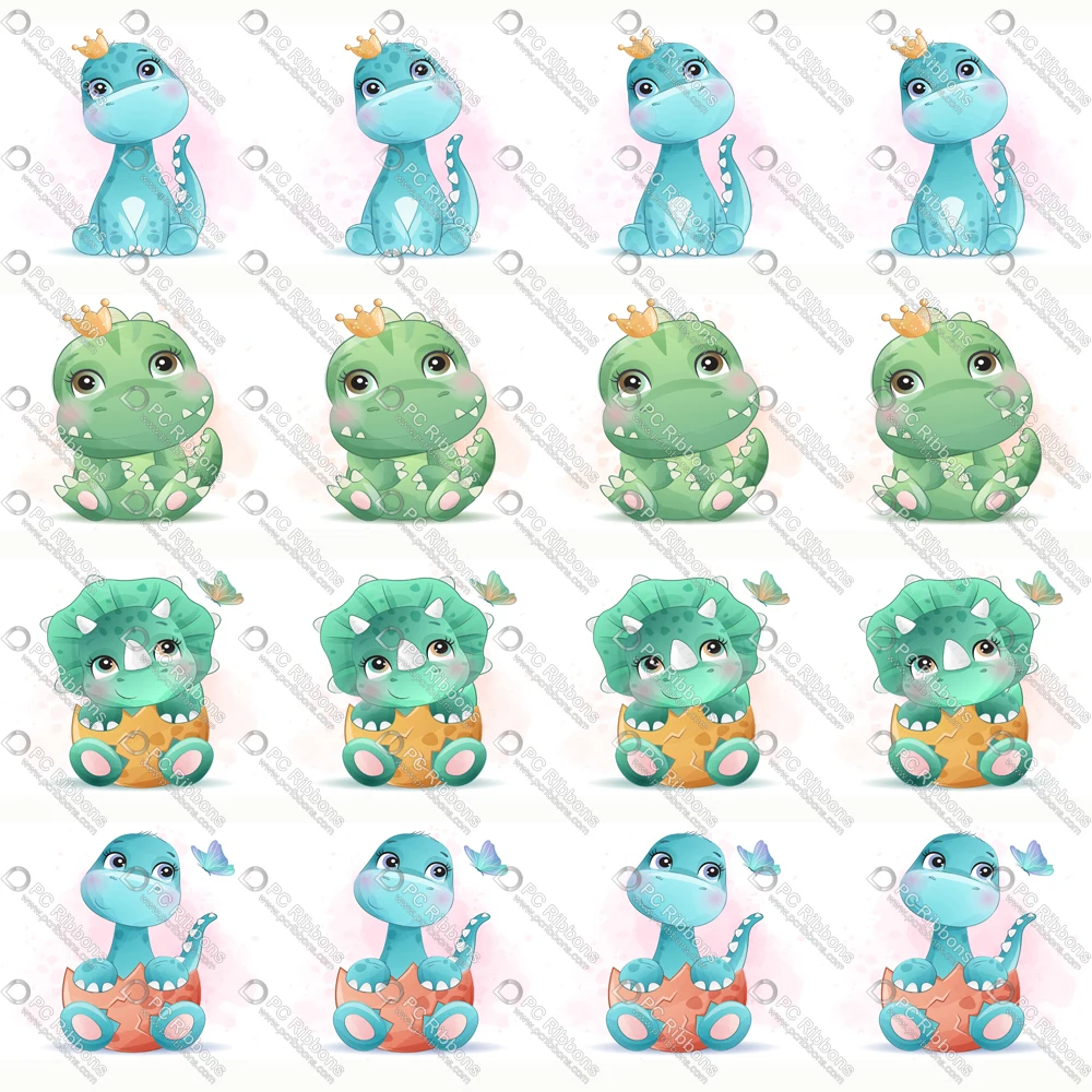 

Cartoon Cute Dinosaur Printed Design Customized Lanyard/Satin/Grosgrain Ribbon for Crafts DIY Handmade Materials Hair Bow CA196