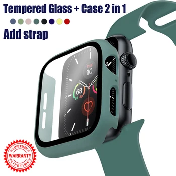 

Glass+Case+Strap For Apple Watch Band 44mm 40mm iWatch Band 42mm 38mm Silicone Belt Bumper+Bracelet Apple Watch Serie 6 SE 5 4 3