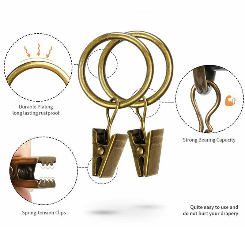 20 шт. римское кольцо для занавесок с зажимами Висячие крепежные металлические