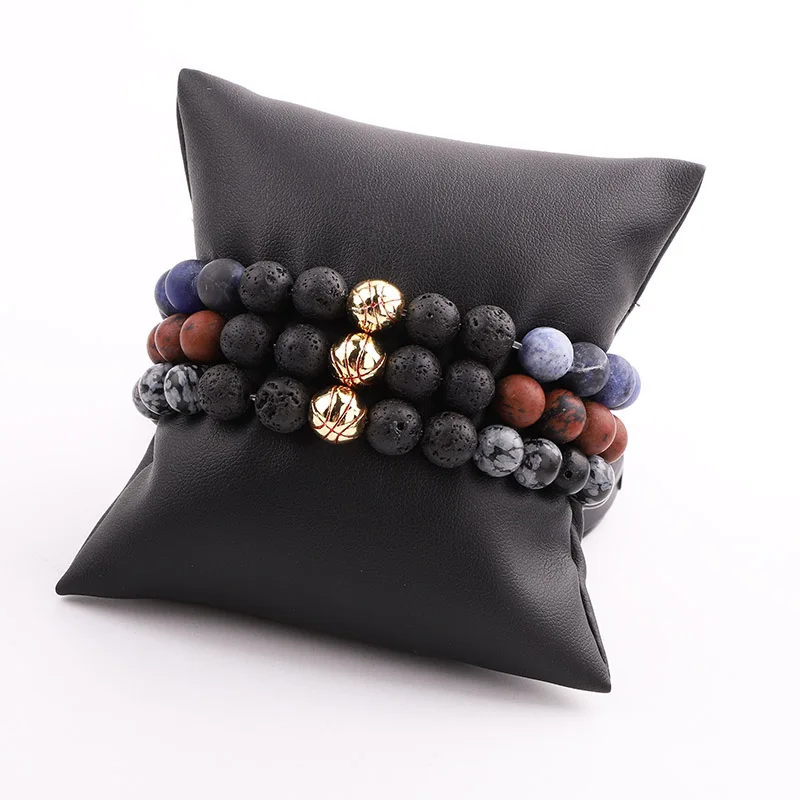 High Quality Natural Stone Baseball Bracelet Soccer Ball Charm Beaded Elastic Bracelet Jewelry Men - Image 6