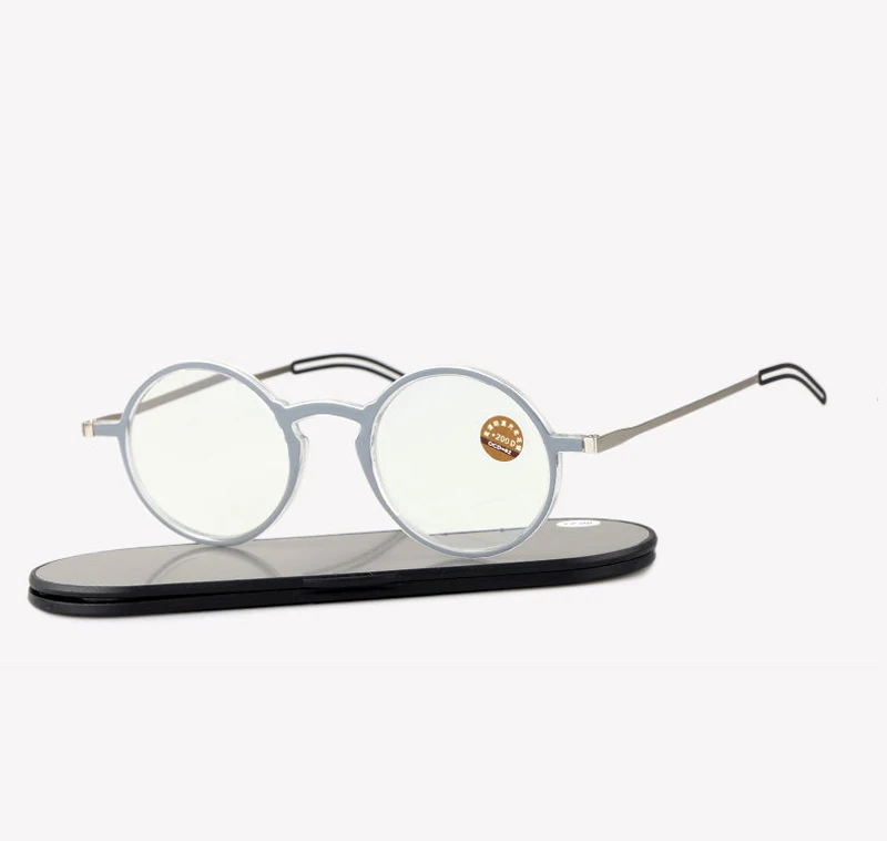 WEARKAPER, круглая оправа, ультралегкие очки от усталости при чтении, с алюминиевым магнитным чехлом, для мужчин и женщин, очки для дальнозоркости 1,0-4,0