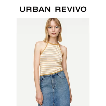 

UR New Summer Women Colour Block Striped Sleeveless Vest Knit Top WH16S9BN2001