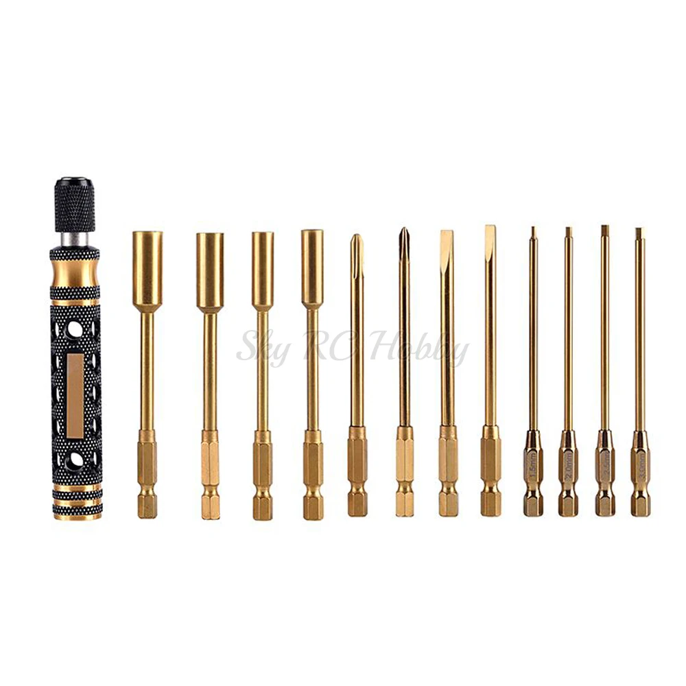 

13 в 1 6,35 мм Шестигранная отвертка с крестообразной головкой отвертка для радиоуправляемого самолета FPV самолета дрона инструмент для ремонта