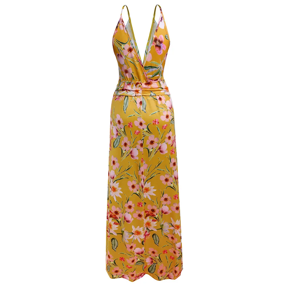 Летнее богемное пляжное платье с v-образным вырезом и принтом элегантные вечерние женские платья макси Повседневные Удобные Vestidos Verano