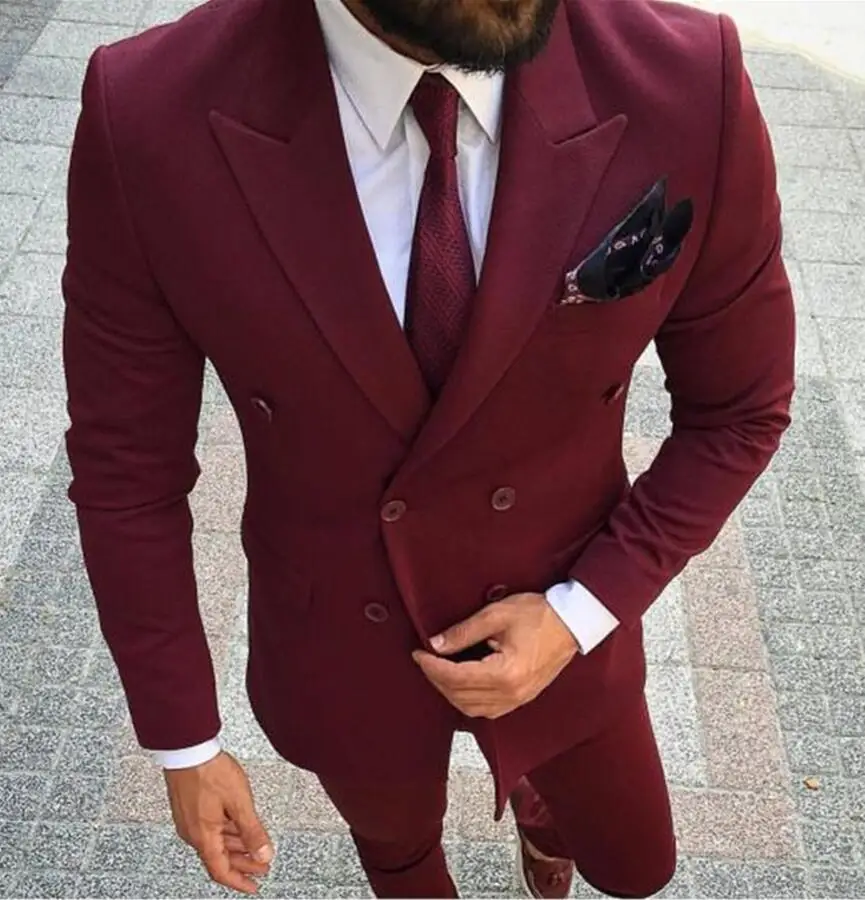 Photo Color Новое поступление бордовый Свадебный Мужской костюм Slim Fit 2 шт смокинг на заказ костюм Жених выпускного вечера модный мужской блейзер(пиджак+ брюки - Цвет: Photo Color