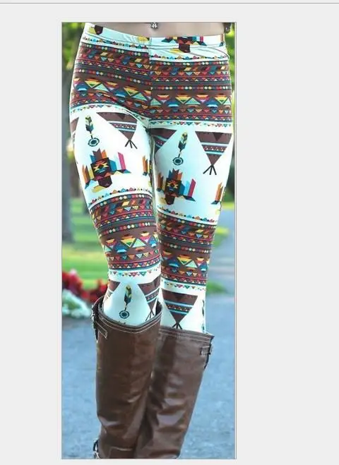Женские модные леггинсы, ацтекские леггинсы с круглым Омбре и принтом, обтягивающие женские штаны с высокой талией, леггинсы с принтом рождественских снежинок и оленей - Цвет: 2