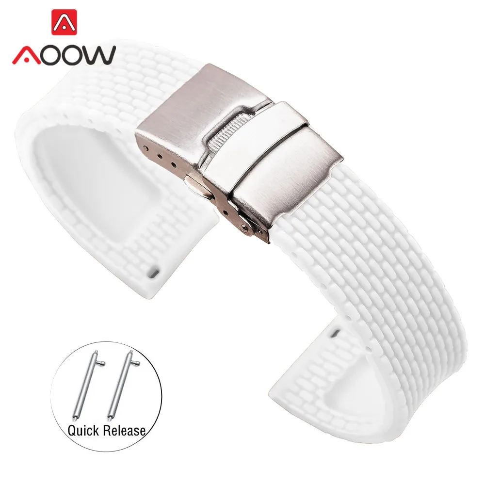 Silicone Strap with Folding Buckle – Quick Release Rubber Bracelet in Multiple Sizes