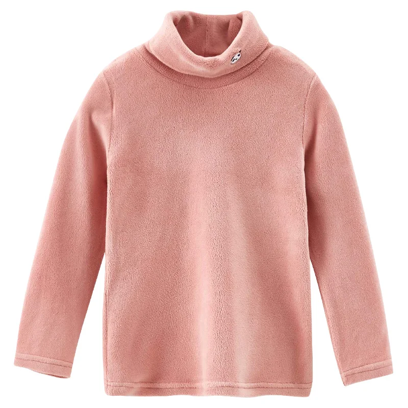 Детская зимняя одежда зимние базовые рубашки baju anak perempuan, фланелевая Детская толстовка с высоким воротником теплые плотные Топы ярких цветов