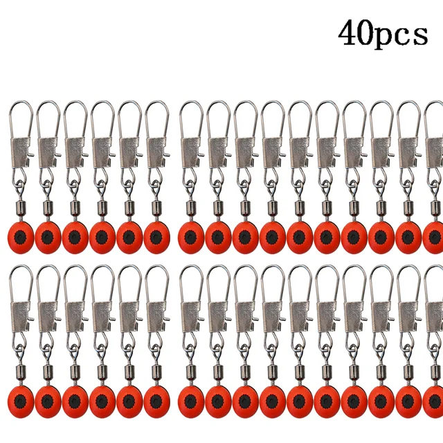 40pcs Fishing Float Rolling Swivel Supplies Tackle Tool Fishing Line To Hook Swivels Shank Clip Connector Fishing Accessories 40pcs red