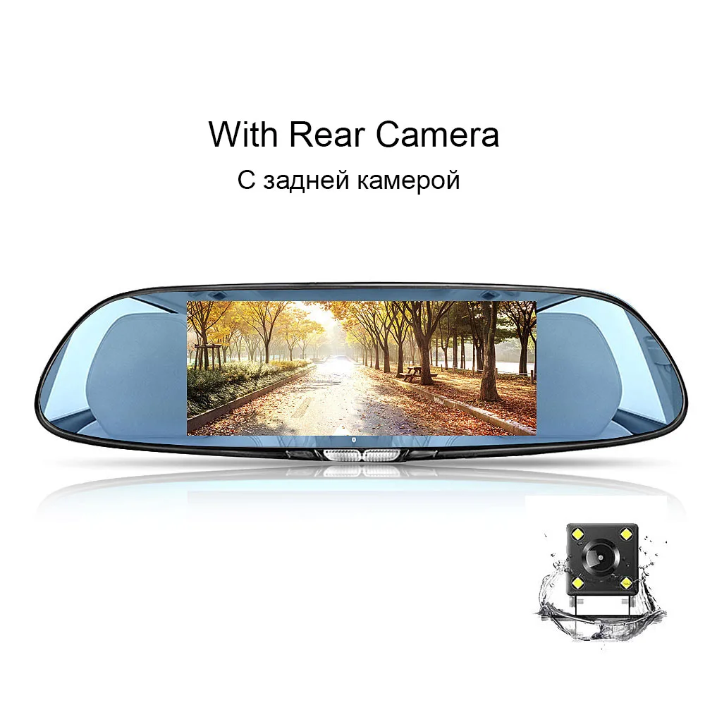 Dual lens 7,0 дюймовый сенсорный экран зеркало заднего вида Автомобильный видеорегистратор Камера с двойным объективом Full HD 1080P ночного видения Dash Cam авторегистрация видеорегистратор - Название цвета: Dual lens