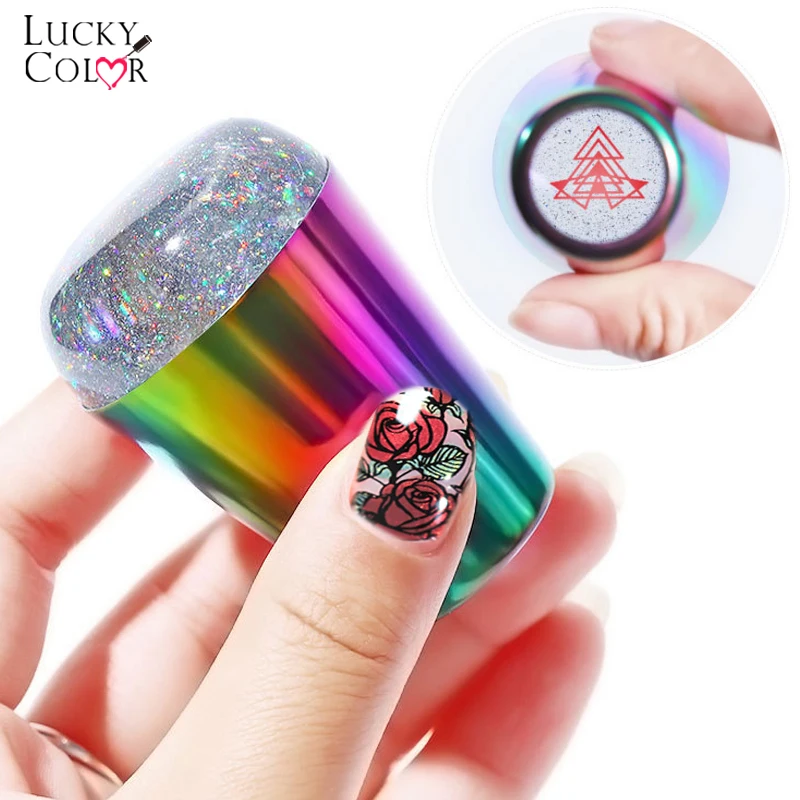 

Silicone Stamper Transparent Starry Nail Holographic Laser Stamping Stamp Scraper Polish Print Transfer Manicure Template