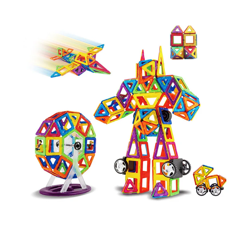 High quality magnetic building blocks triangle square designer building model and construction toy plastic educational toys