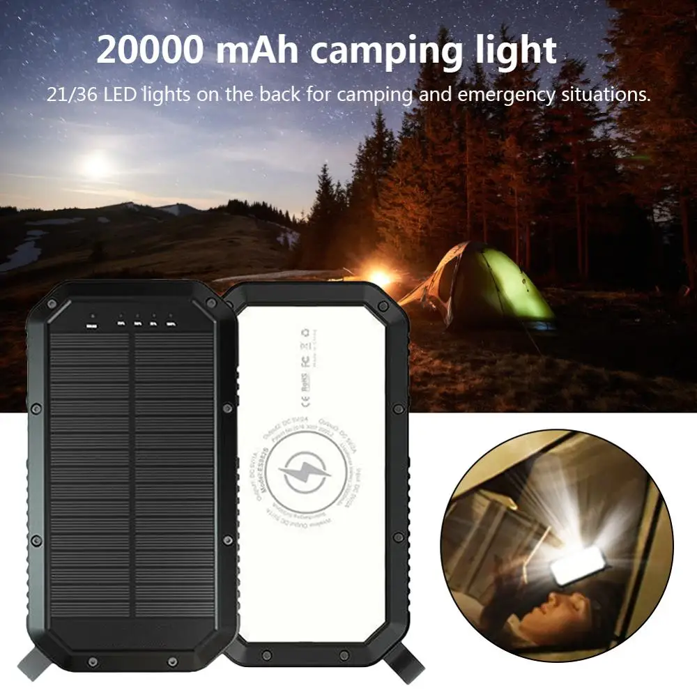 Портативный светильник для кемпинга на солнечной батарее 36 светодиодный