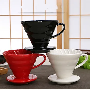 

Ceramic Coffee Dripper Engine Style Coffee Drip Filter Cup Permanent Pour Over Coffee Maker with Separate Stand WJ817