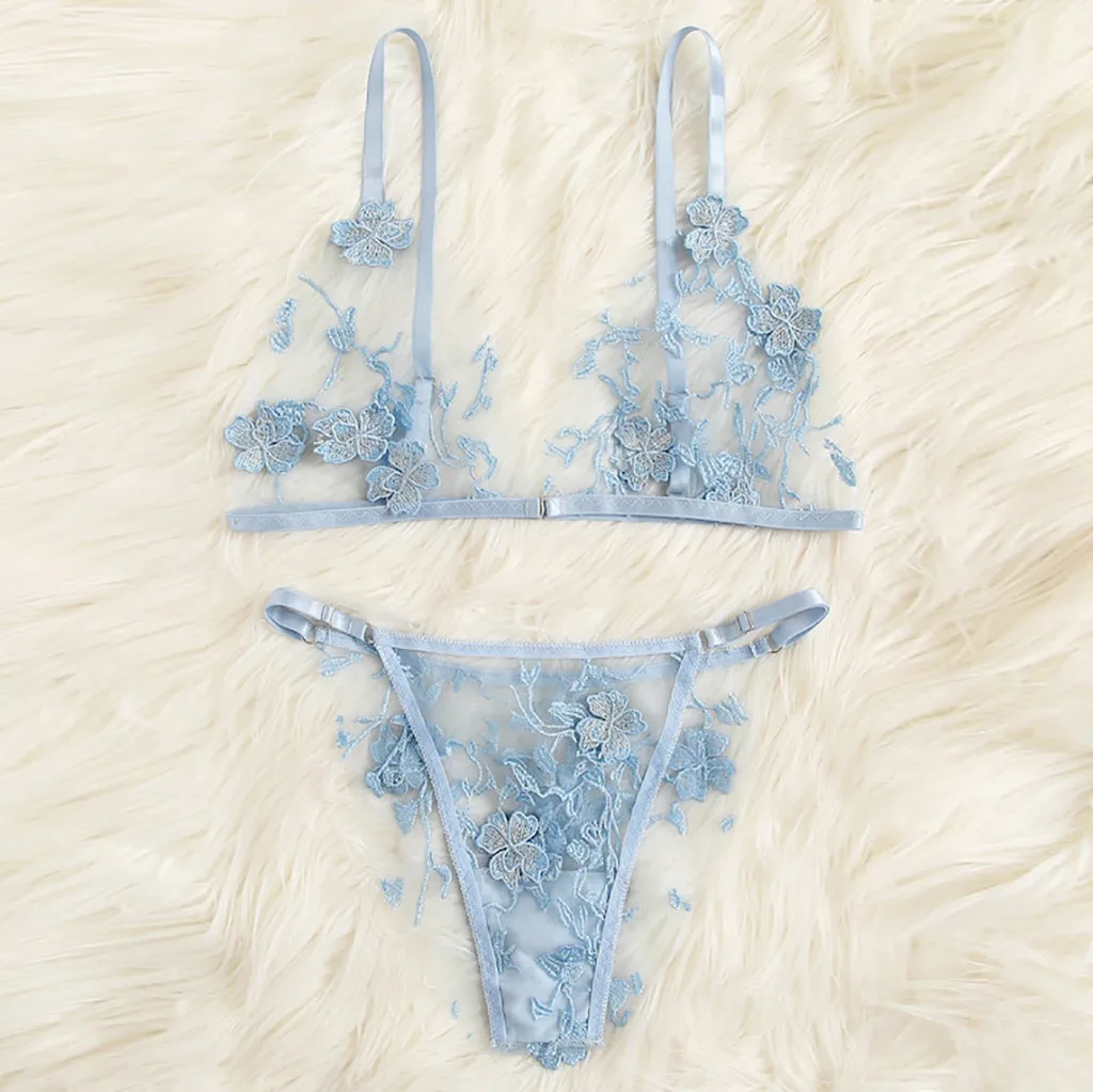 Женское сексуальное нижнее белье с цветочной вышивкой прозрачный кружевной