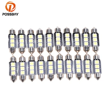

POSSBAY 20Pcs 5050 3SMD 36mm LED Car Interior Festoon Lights Reading/License Plate/Door Lamp Trucklamp Bulbs White