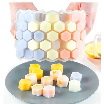 

37Cubes Honeycomb Silicone Ice Cube Tray Mold With Lids For Cold Drink Ice Cream Whiskey Cocktail BPA Free Heat/Cold Resistance