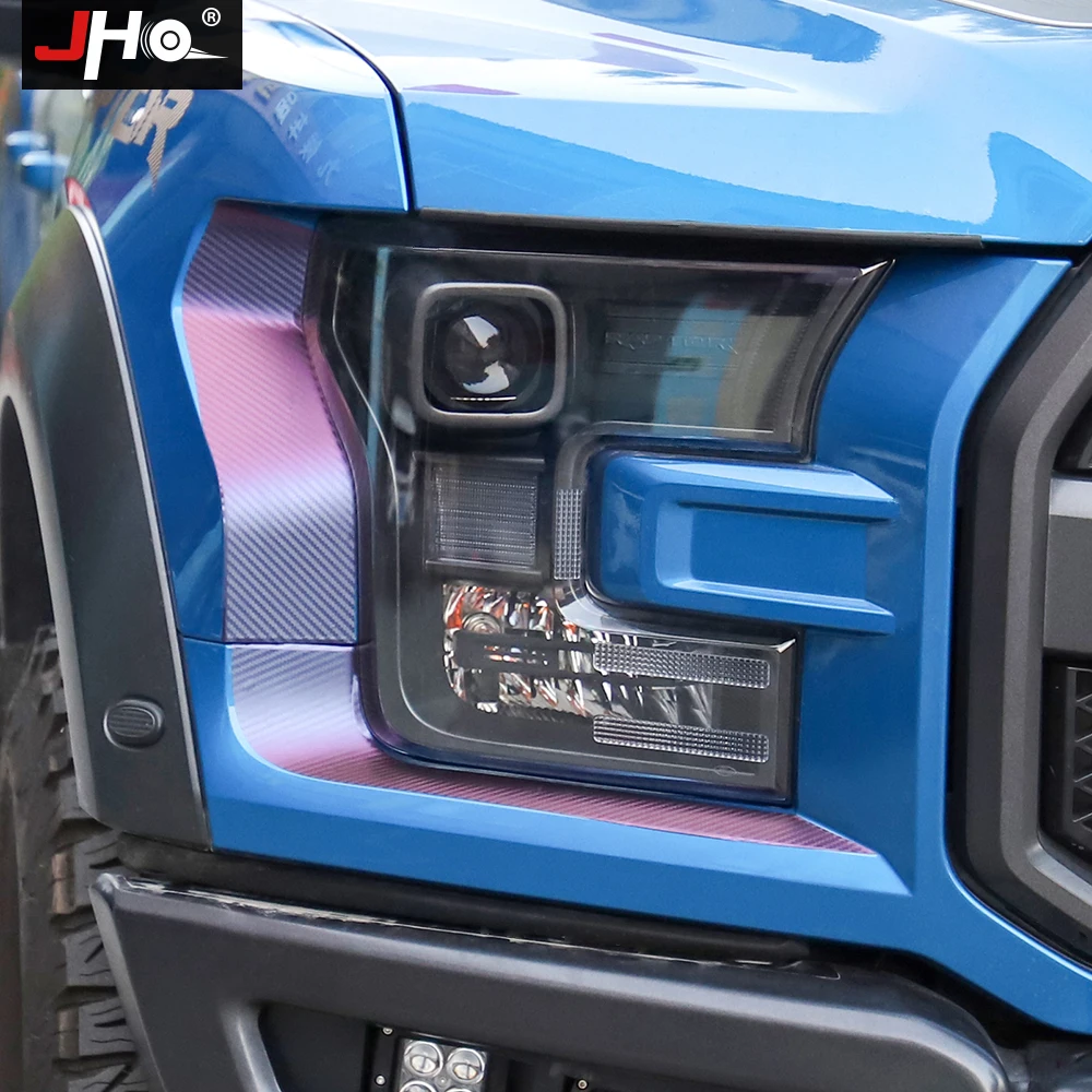 

JHO Pickup Accessories Gradient Color Carbon Grain Headlight Tail Lamp Decor Stickers For 2017-2019 Ford F150 RAPTOR 2018