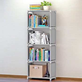 

Creative Bookshelf Simple Bookcase DIY Combination 4 Layer Floor Stand Shelf Children Bookcase for Books Plants Sundries Storage