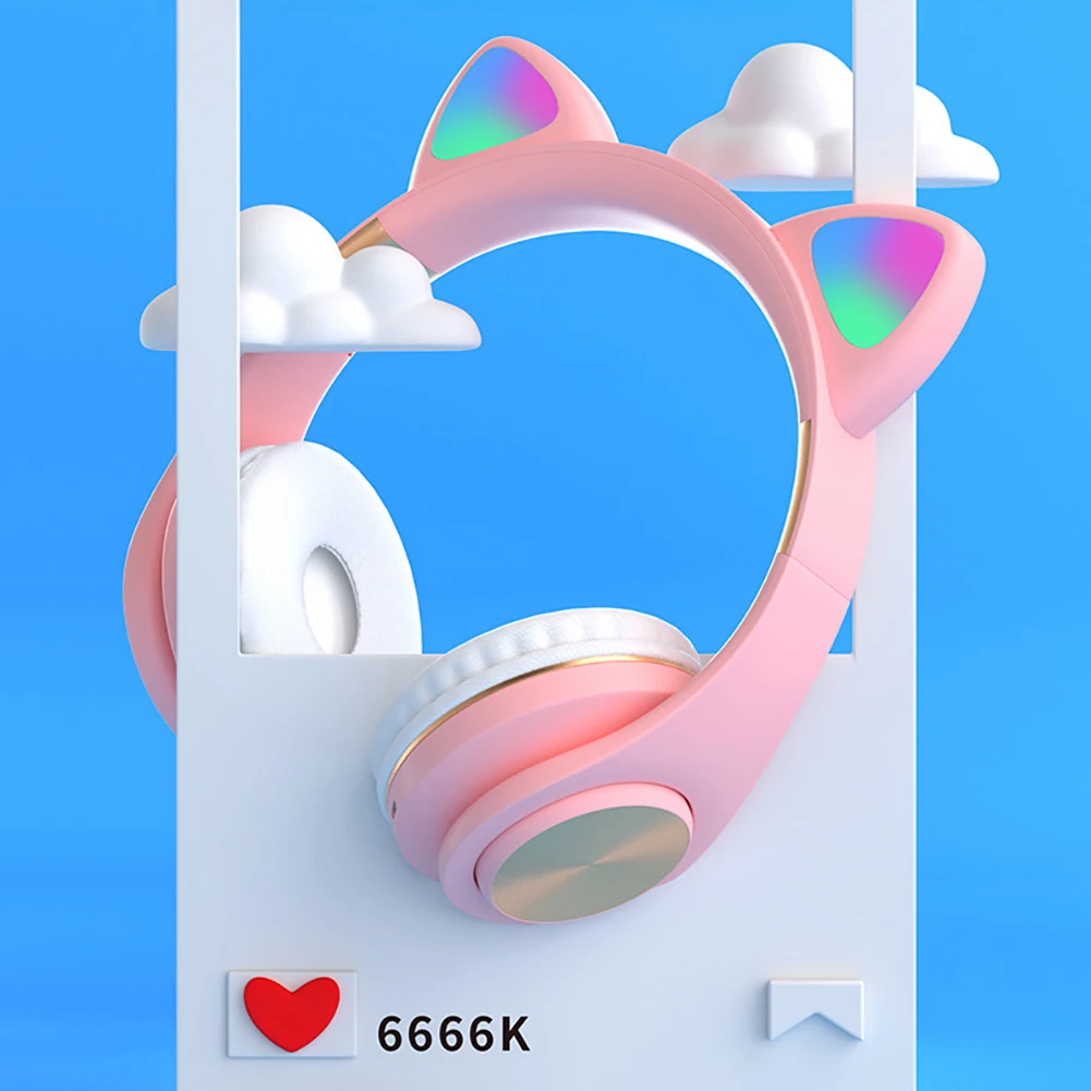LED Cat Ear Headphones Bluetooth 5 0 Noise Cancelling Adults Kids Flashing Glowing Light Headset Gaming Earphones Creative Gift