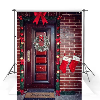 

Photography stockings hanging next to Christmas gate full of surprises christmas background photography