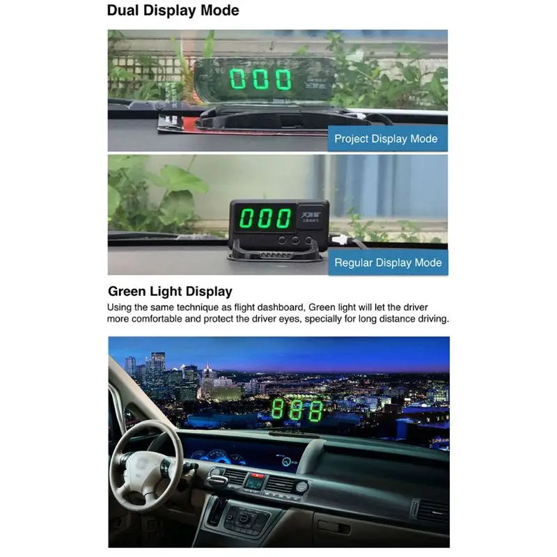 Автомобильный HUD универсальный gps C60 дисплей скорость метр Цифровой скорость проектор лобовое стекло проекция с более скоростной сигнализации запчасти