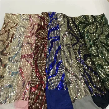 

royalblue Sequined Embroidered Guipure Mesh Tulle Lace Wedding Fabrics 2019 High Quality Fashion African Nigeria Prom Dress Lace