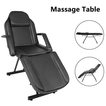 

PVC Leather Adjustable Beauty Salon SPA Massage Bed Tattoo Chair with Stool Black