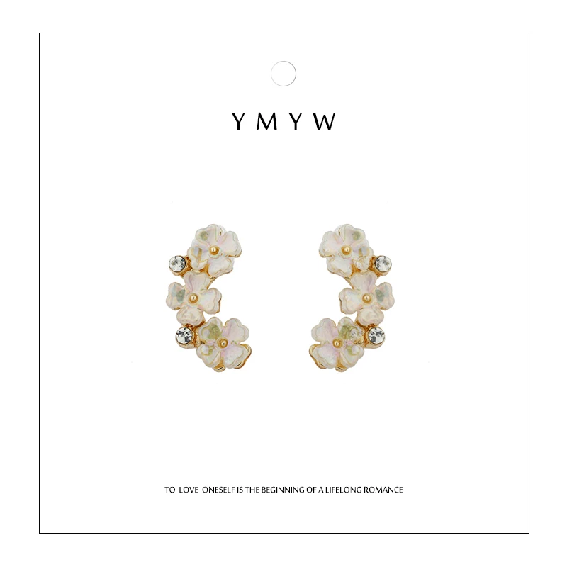 

YMYW Fashion Natural Shell Flower Earrings Exquisite Luxury Zinc Alloy Stud Earrings for Women Girls Party Wedding Gift 2019