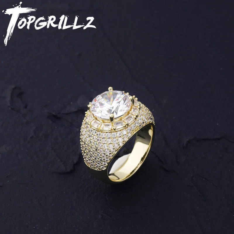 TOPGRILLZ кольца микро проложили Iced Out кубический циркон золото серебро цвет личности хип хоп ювелирные изделия для мужчин женщин Подарки