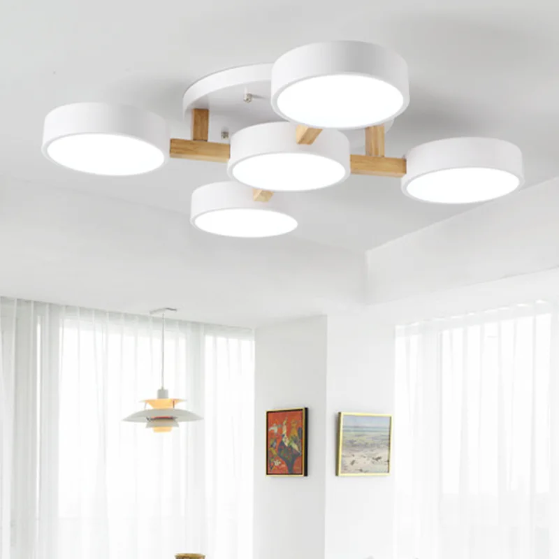 

Nordic Wood led Ceiling Lights Modern Colorful Bedroom Ceiling Lamps Round thin plafondlamp Lighting lamparas de techo