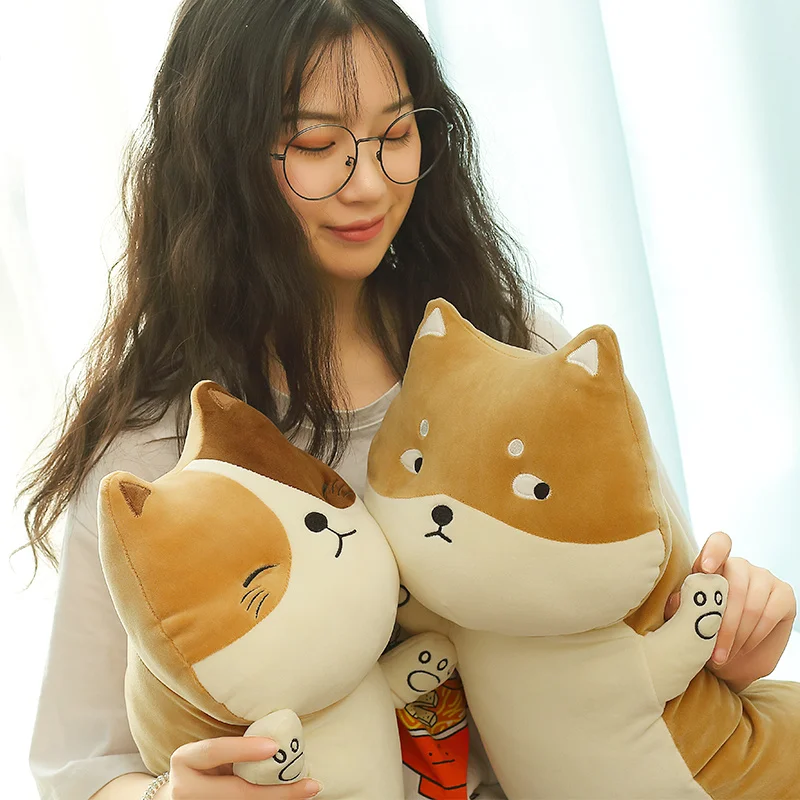 75 см Kawaii Шиба ину Хаски Кот Шиба ину Длинная Подушка Дети День рождения Рождество плюшевые куклы игрушки