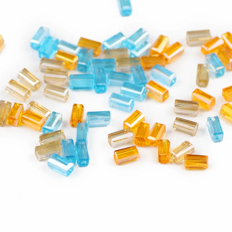 UPGFNK Austrian Rectangle crystal Czech glass beads 2*4mm 100pcs Square Spacer Charm Loose for Jewelry making DIY bracelet | Украшения и