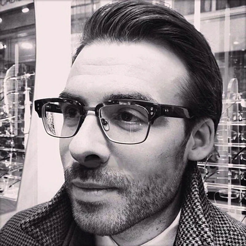 

Classic Euramerican Fashion Semi-Rimle Eyewear Frame Retro Beckham Star Eye Glasses Frames Men Rectangle Fake Glasses Optical