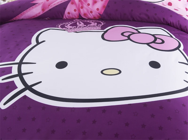 Мультфильм Комплект постельного белья Hello Kitty Doraemon Stitch пододеяльник комплекты 3/4 шт постельное белье близнец полный queen постельное белье