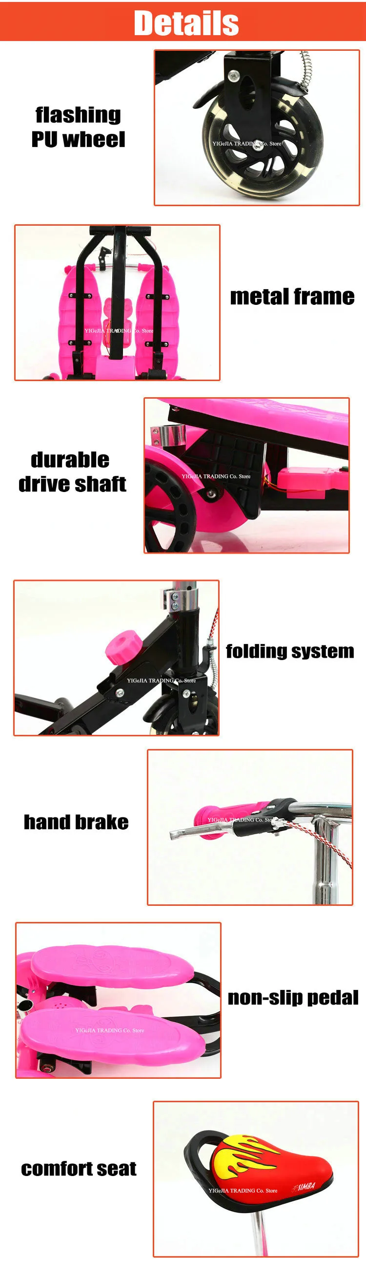 New Arrival Portable Kids Pedal Scooter With Seat Can Sit And Ride Foldable 3-Wheeled Stepper Scooter For 4-12 Years Old Kids