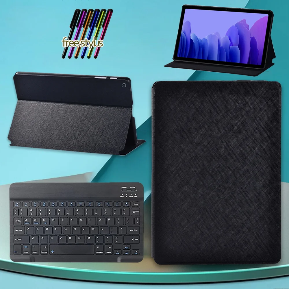 

Case for Samsung Galaxy Tab A7 T500/T505 10.4 Inch PU Leather Stand Folio Cover Case + Wireless Bluetooth Keyboard + Stylus